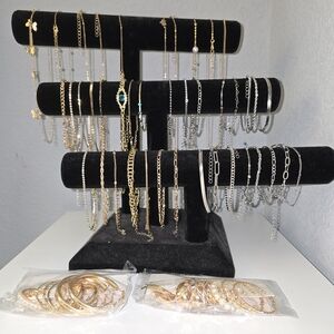 Elegant Gold and Silver Jewelry 50+pieces Of Necklaces Bracelets And Earrings